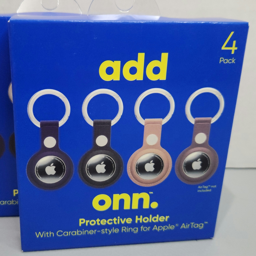 Add Onn Black and Brown AirTag Protective Holder - 4 Pack